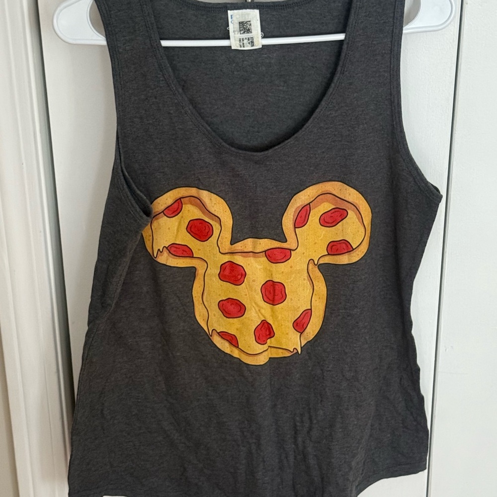 Disney Gray Tank Top with Pizza Graphic